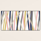 Ribbon Abstract in Mustard Yellow, Blush Pink, Navy Blue, Grey, Almond, and White Minimalist Modern Pattern Desk Mat Gallery Image 3