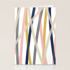 Ribbon Abstract in Mustard Yellow, Blush Pink, Navy Blue, Grey, Almond, and White Minimalist Modern Pattern Stationery Card Gallery Image 2