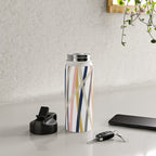 Ribbon Abstract in Mustard Yellow, Blush Pink, Navy Blue, Grey, Almond, and White Minimalist Modern Pattern Water Bottle Gallery Image 4