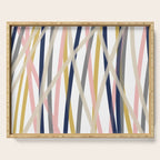 Ribbon Abstract in Mustard Yellow, Blush Pink, Navy Blue, Grey, Almond, and White Minimalist Modern Pattern Serving Tray Gallery Image 1