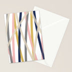 Ribbon Abstract in Mustard Yellow, Blush Pink, Navy Blue, Grey, Almond, and White Minimalist Modern Pattern Stationery Card Gallery Image 2