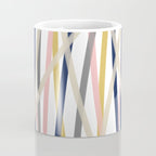 Ribbon Abstract in Mustard Yellow, Blush Pink, Navy Blue, Grey, Almond, and White Minimalist Modern Pattern Coffee Mug Gallery Image 4