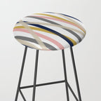 Ribbon Abstract in Mustard Yellow, Blush Pink, Navy Blue, Grey, Almond, and White Minimalist Modern Pattern Stool Gallery Image 2