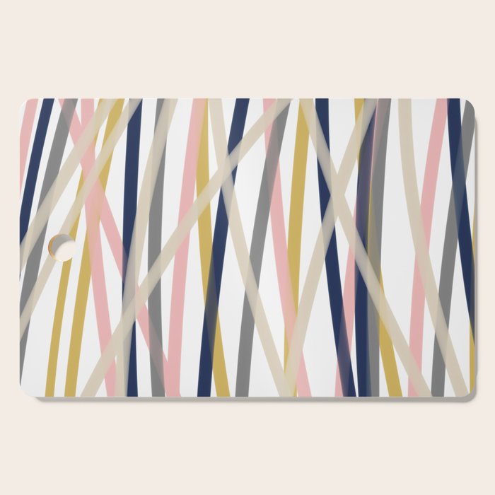 Ribbon Abstract in Mustard Yellow, Blush Pink, Navy Blue, Grey, Almond, and White Minimalist Modern Pattern Cutting Board Gallery Image 1