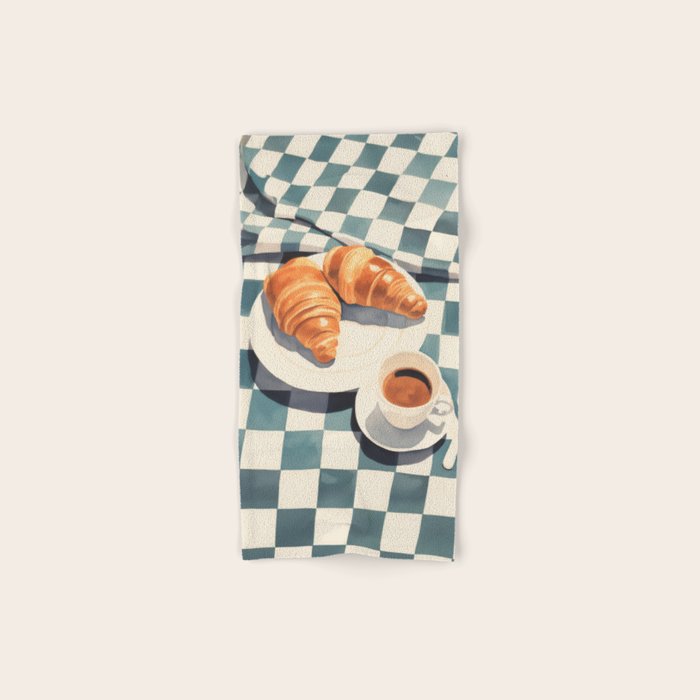 Morning Croissants and Coffee Bliss Bath Towel Gallery Image 1