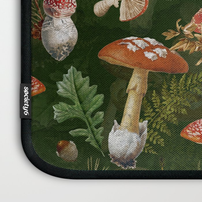 Vintage Dark Night Green Mushroom Forest Laptop Sleeve Gallery Image 3