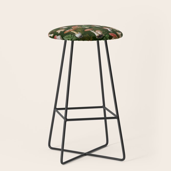 Vintage Dark Night Green Mushroom Forest Stool Gallery Image 1