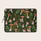 Vintage Dark Night Green Mushroom Forest Laptop Sleeve Gallery Image 1