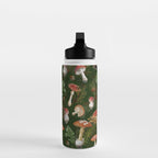 Vintage Dark Night Green Mushroom Forest Water Bottle Gallery Image 3