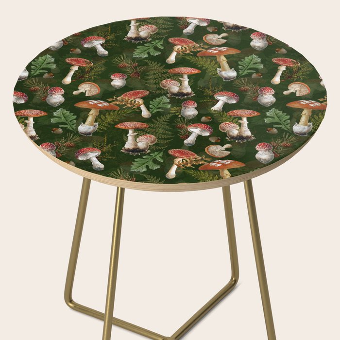 Vintage Dark Night Green Mushroom Forest Side Table Gallery Image 2