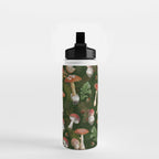 Vintage Dark Night Green Mushroom Forest Water Bottle Gallery Image 2