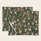 Vintage Dark Night Green Mushroom Forest Placemat Gallery Image 1