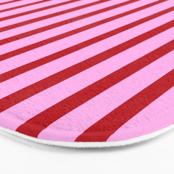 Pink and Red Candy Stripes Pattern Bath Mat Gallery Image 3