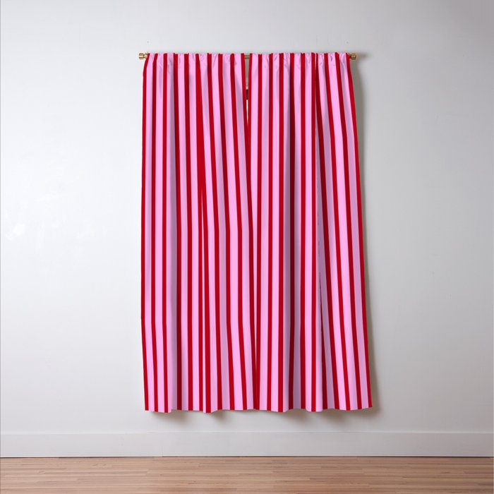Pink and Red Candy Stripes Pattern Window Curtain Gallery Image 3