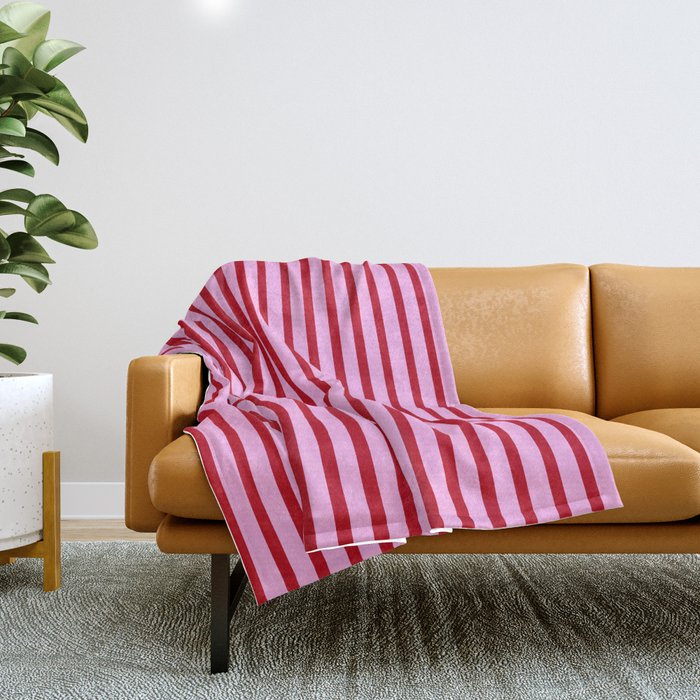 Pink and Red Candy Stripes Pattern Throw Blanket Gallery Image 1