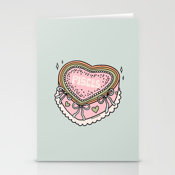 Pisces Heart Cake Stationery Card Gallery Image 2