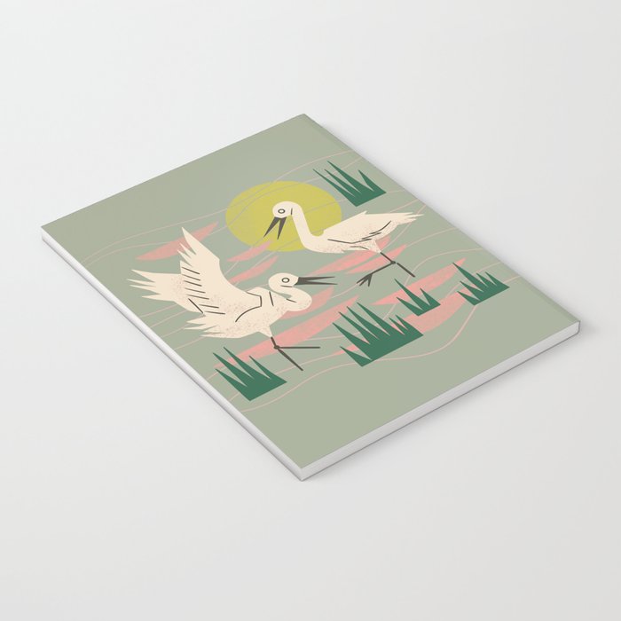 Cranes Wading At Sunset (Sage) Notebook Gallery Image 3