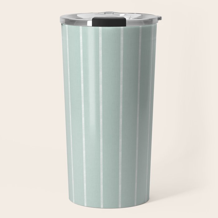 Modern Boho Serenity Stripes Soft Blue Travel Mug Gallery Image 1