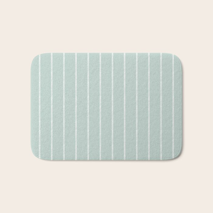 Modern Boho Serenity Stripes Soft Blue Bath Mat Gallery Image 1