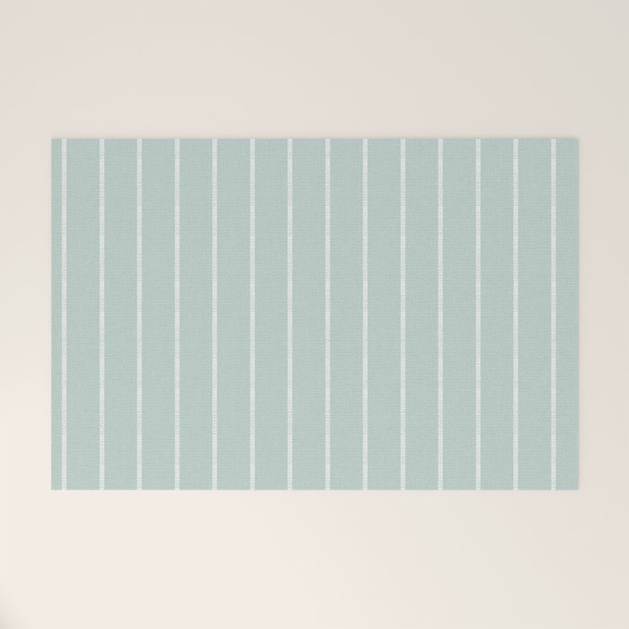 Modern Boho Serenity Stripes Soft Blue Welcome Mat Gallery Image 1
