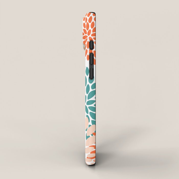 Floral Blooms, Orange, Teal, Gray iPhone Case Gallery Image 2