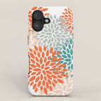 Floral Blooms, Orange, Teal, Gray iPhone Case Gallery Image 1