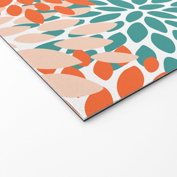 Floral Blooms, Orange, Teal, Gray Welcome Mat Gallery Image 2