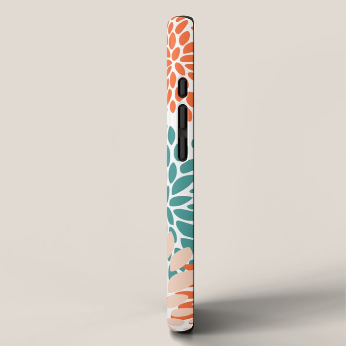 Floral Blooms, Orange, Teal, Gray iPhone Case Gallery Image 2