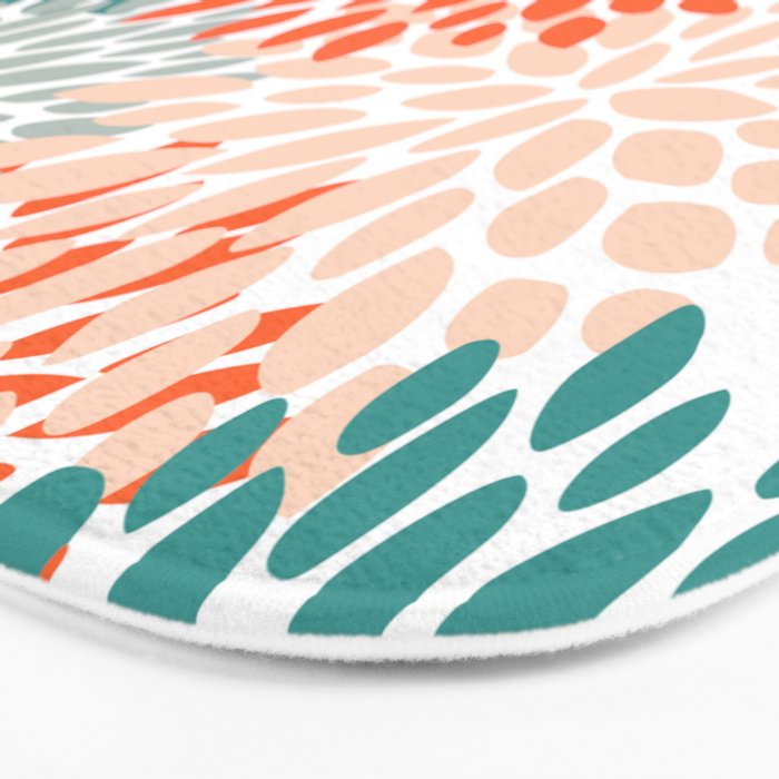 Floral Blooms, Orange, Teal, Gray Bath Mat Gallery Image 3