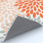 Floral Blooms, Orange, Teal, Gray Rug Gallery Image 4