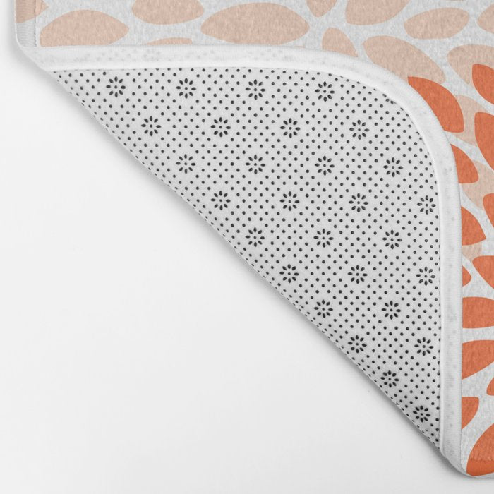 Floral Blooms, Orange, Teal, Gray Bath Mat Gallery Image 2