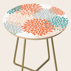 Floral Blooms, Orange, Teal, Gray Side Table Gallery Image 2