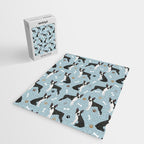 Boston Terrier Dogs Pattern Blue Jigsaw Puzzle Gallery Image 2