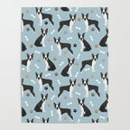 Boston Terrier Dogs Pattern Blue Poster Gallery Image 4