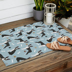 Boston Terrier Dogs Pattern Blue Outdoor Rug Gallery Image 2