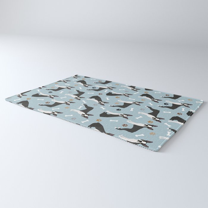 Boston Terrier Dogs Pattern Blue Rug Gallery Image 3