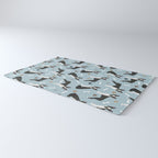 Boston Terrier Dogs Pattern Blue Rug Gallery Image 3