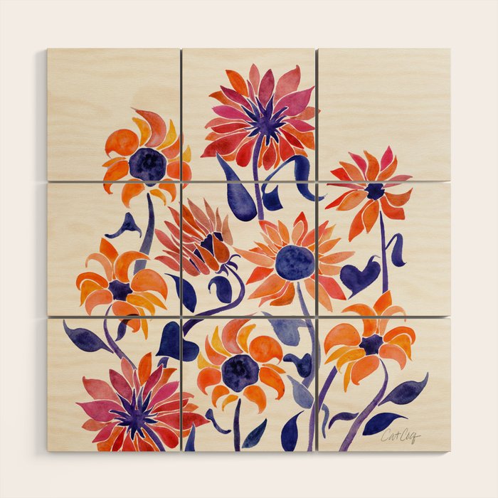 Sunflowers - Sunset Palette Wood Wall Art Gallery Image 1
