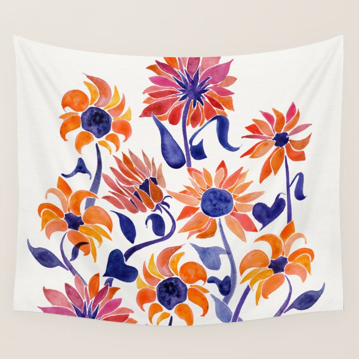 Sunflowers - Sunset Palette Wall Tapestry Gallery Image 4