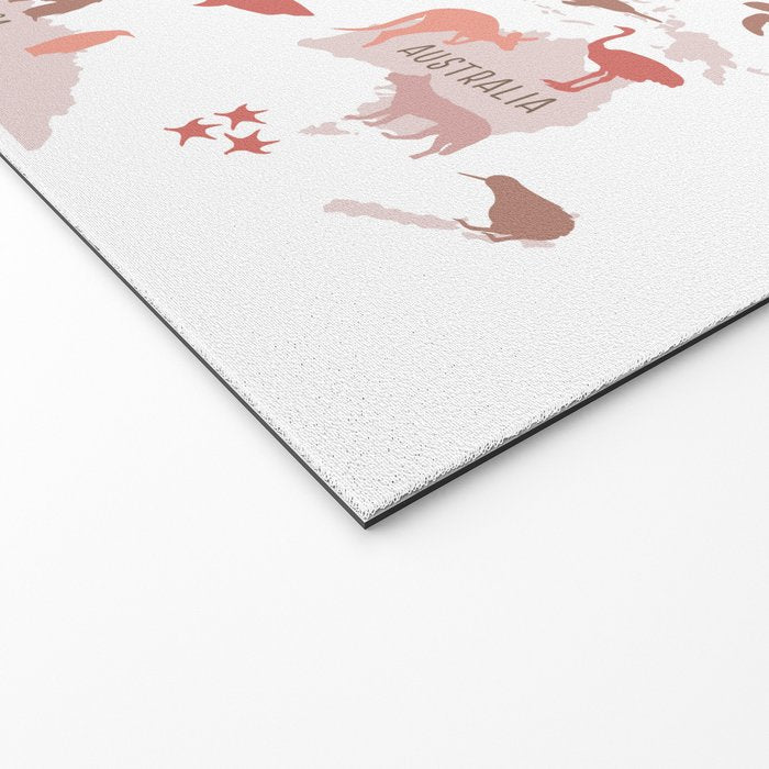 Kids animal world map in shades of pink, blush, rose. Minimalist Scandinavian style Welcome Mat Gallery Image 2