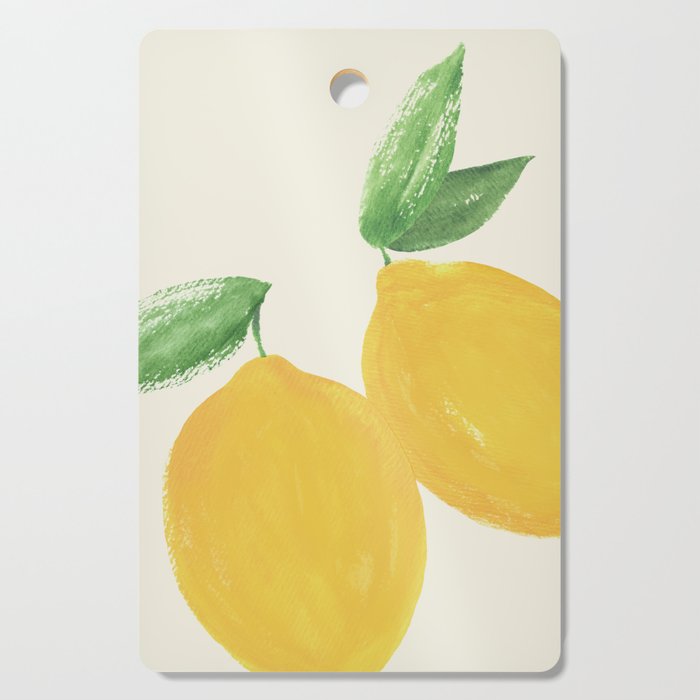 Lemon Watercolor Illustration - Big Cutting Board Gallery Image 1