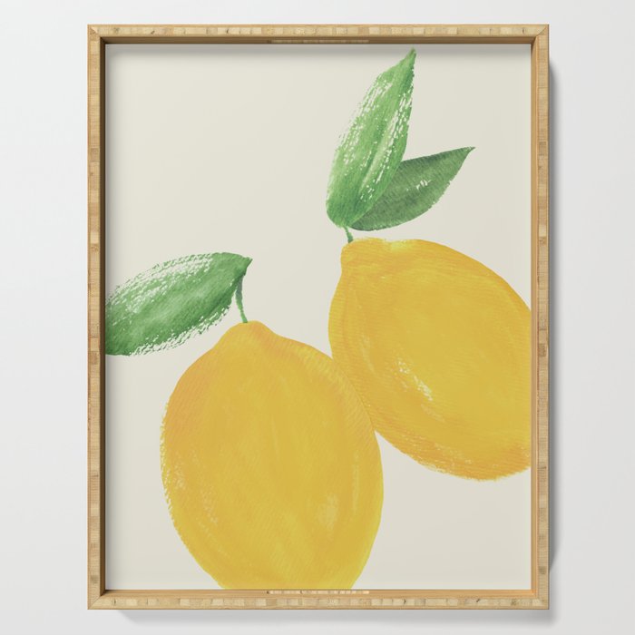Lemon Watercolor Illustration - Big Serving Tray Gallery Image 1