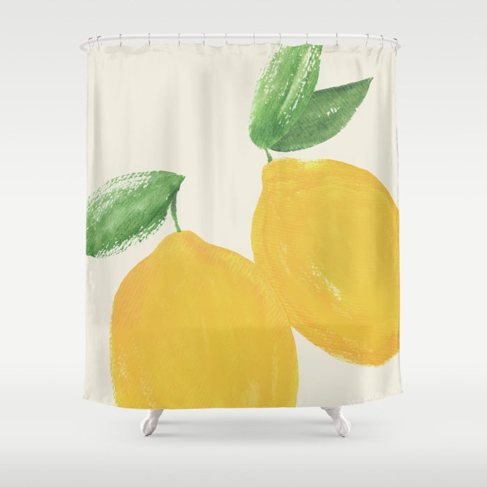 Lemon Watercolor Illustration - Big Shower Curtain Gallery Image 1