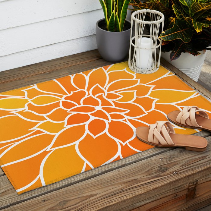 Floral Sunshine Flowery Art Outdoor Rug Gallery Image 2