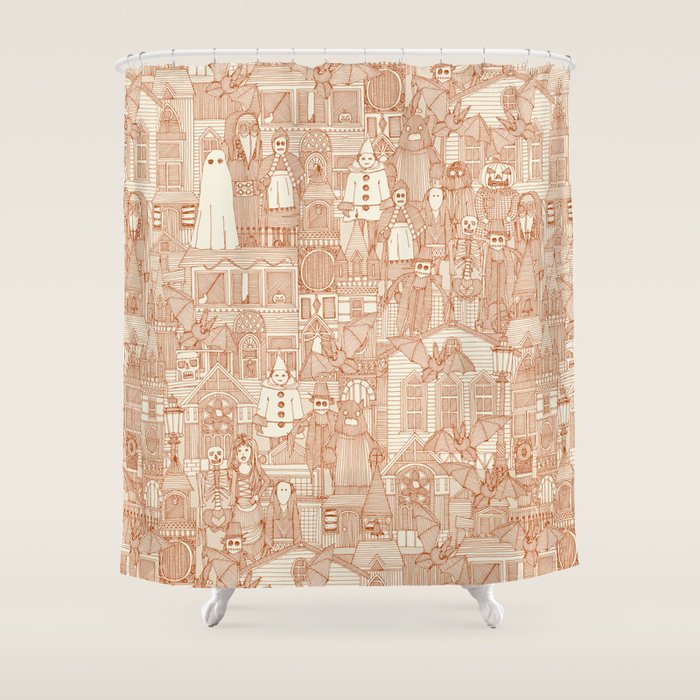 vintage halloween rust ivory Shower Curtain Gallery Image 1