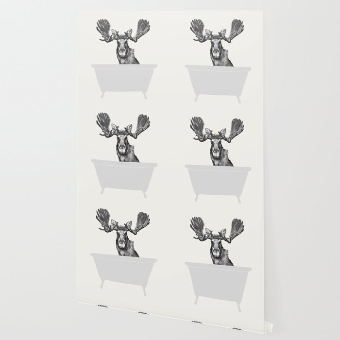 Vintage Moose in Bathtub Wallpaper Gallery Image 2