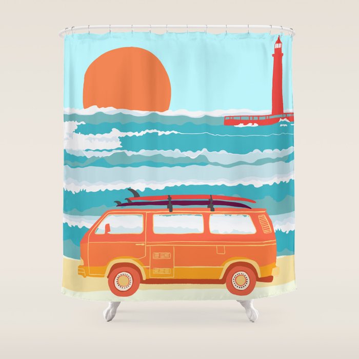 Great Lakes Surf Sunset Shower Curtain Gallery Image 1