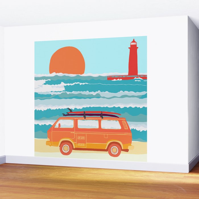 Great Lakes Surf Sunset Wall Mural Gallery Image 2