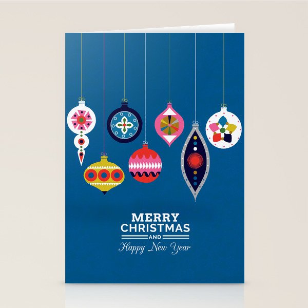 Retro Christmas Baubles on a dark background Stationery Card Gallery Image 2