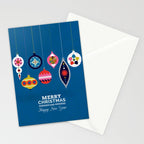 Retro Christmas Baubles on a dark background Stationery Card Gallery Image 2